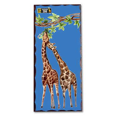 Zoo Themed Panaromic Printed Wooden Desktop Decor 40x80 mm - Myros