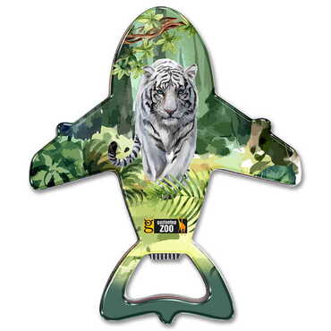 Zoo Themed Plane Shaped Metal Magnetic Bottle Opener 105x89 mm - 1