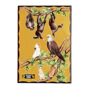 Zoo Themed Printed Wooden Desktop Decor 95x135 mm - Myros