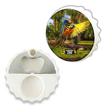 Myros - Zoo Themed Round Cap Shaped Magnetic Bottle Opener 63x15 mm