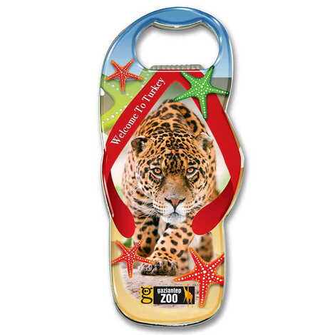 Zoo Themed Slipper Shaped Metal Magnetic Bottle Opener 110x45 mm - 1