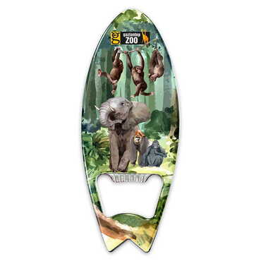 Myros - Zoo Themed Surf Board Shaped Metal Magnetic Bottle Opener 128x45 mm