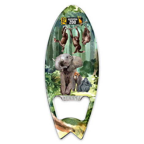 Zoo Themed Surf Board Shaped Metal Magnetic Bottle Opener 128x45 mm - 1