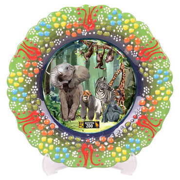 Myros - Zoo Themed Turkish Ceramic Plate With Epoxy 12 Cm