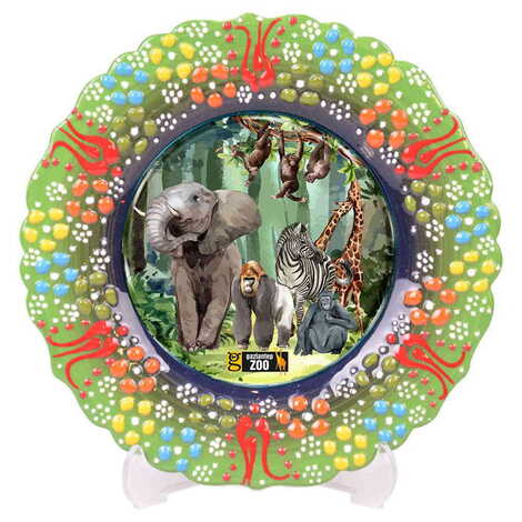 Zoo Themed Turkish Ceramic Plate With Epoxy 12 Cm