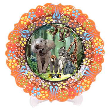 Zoo Themed Turkish Ceramic Plate With Epoxy 18 Cm - 6
