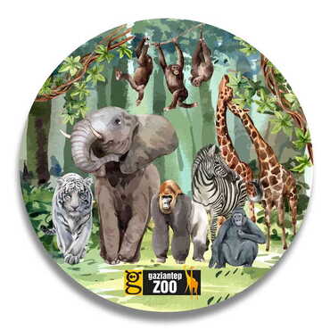 Zoo Themed Wooden Custom Printed Souvenir Coaster 100 mm - Myros